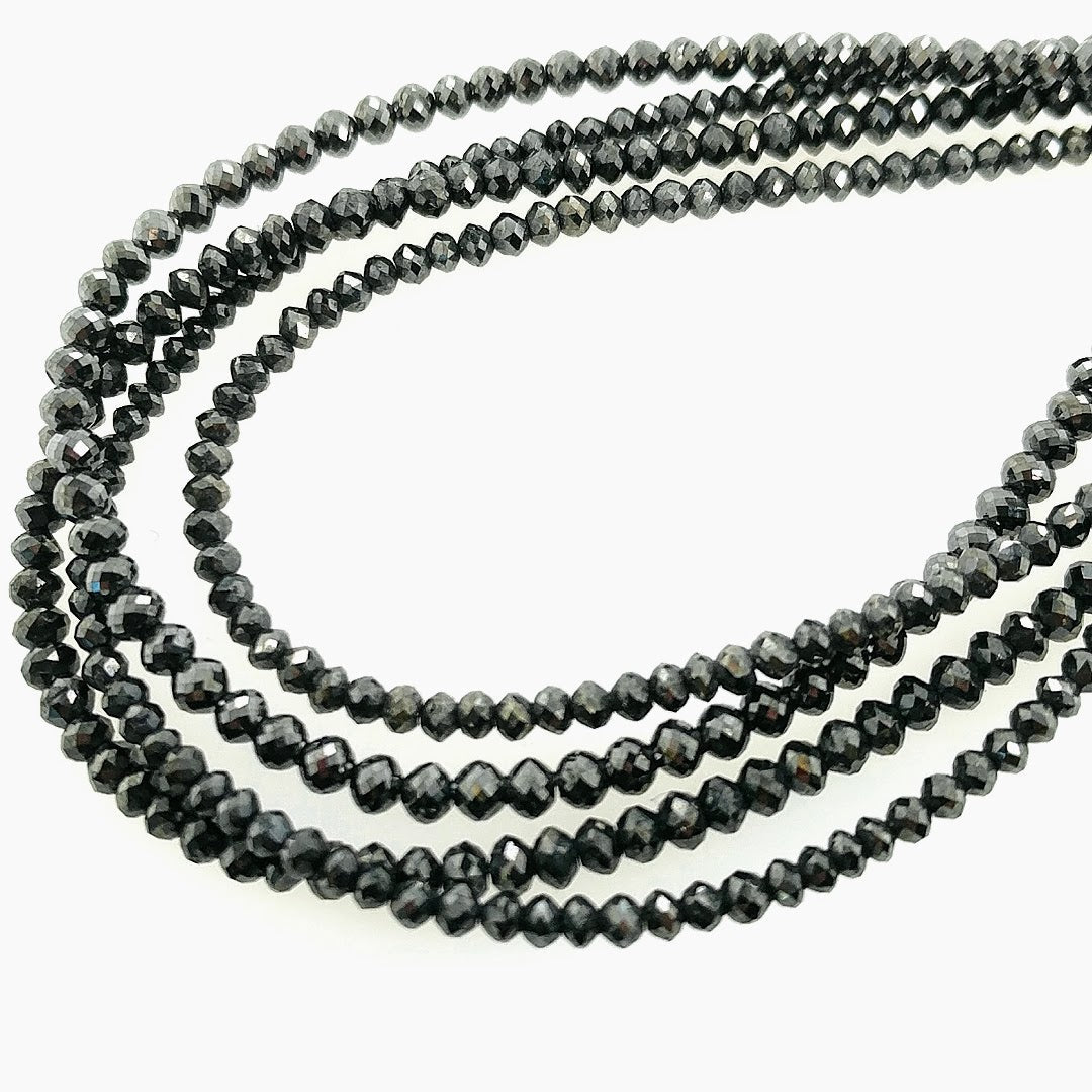 12 Strand Color Block Necklace Black and Crystal Beads Magnetic Clasp 22 -  Sanyork Fair Trade