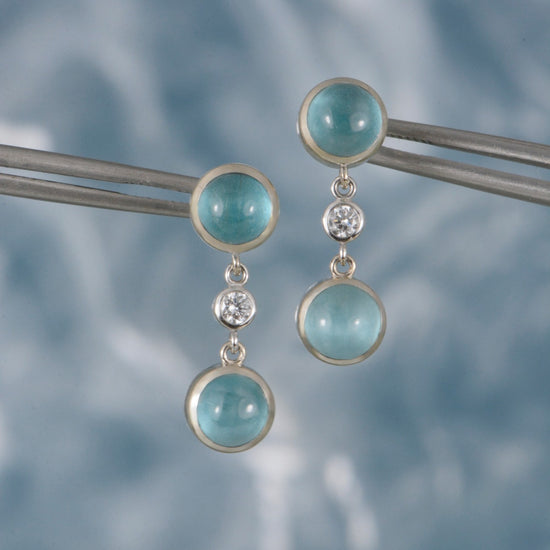Apatite and diamond earrings