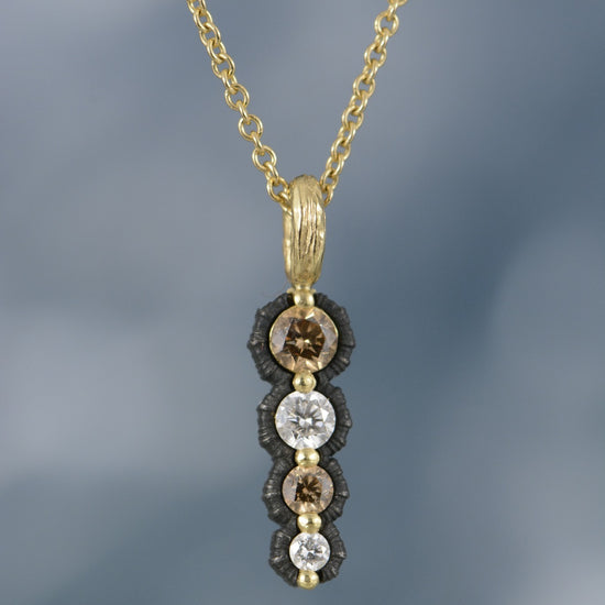 Scallop Four Stone Drop Pendant