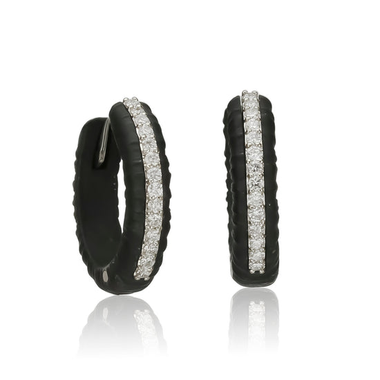 Ridge Medium Diamond Hinged Hoop Earrings