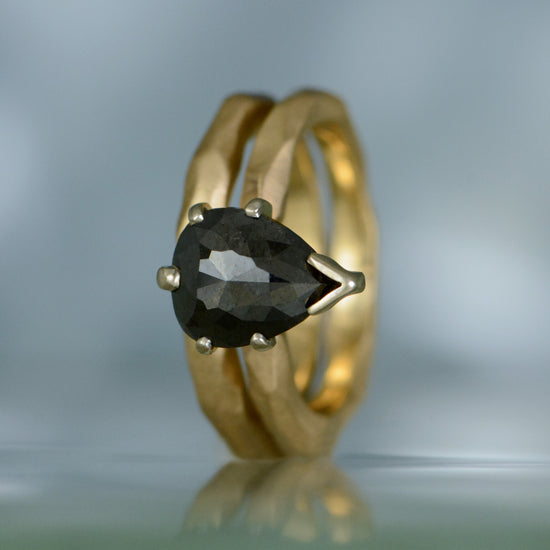 Yellow Gold & Black Diamond Wedding Set