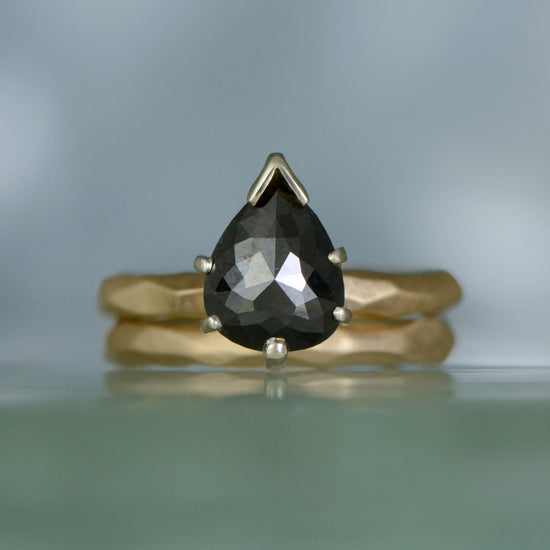 Yellow Gold & Black Diamond Wedding Set