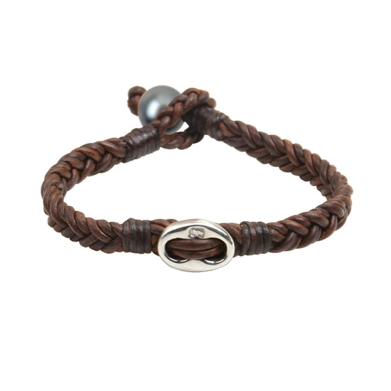 Windward Braided Leather & Pearl Bracelet