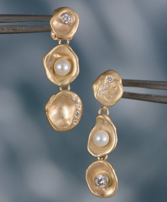 Triple Gold Drop Earrings