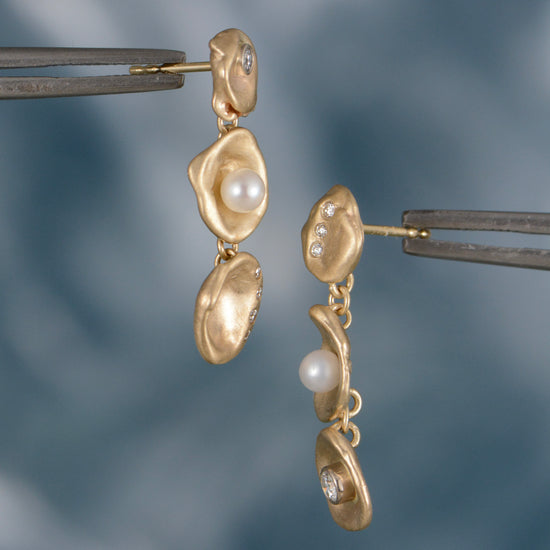 Triple Gold Drop Earrings
