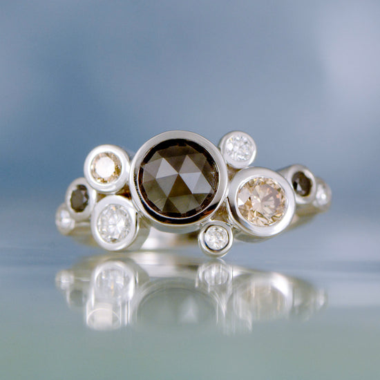 Black Diamond Bezel Cluster Ring