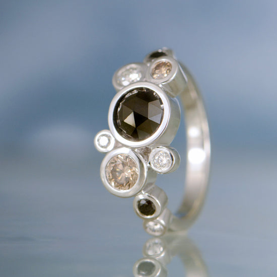 Black Diamond Bezel Cluster Ring