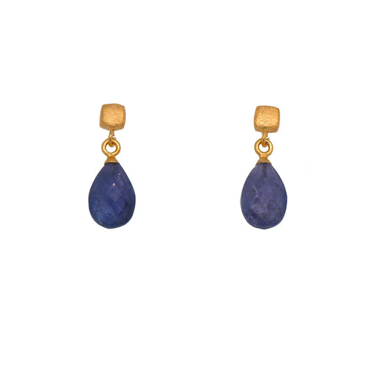 Tanzanite Cube Post Earrings