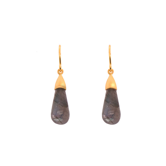 Cabochon Labradorite Drop Earrings 24K Gold Vermeil