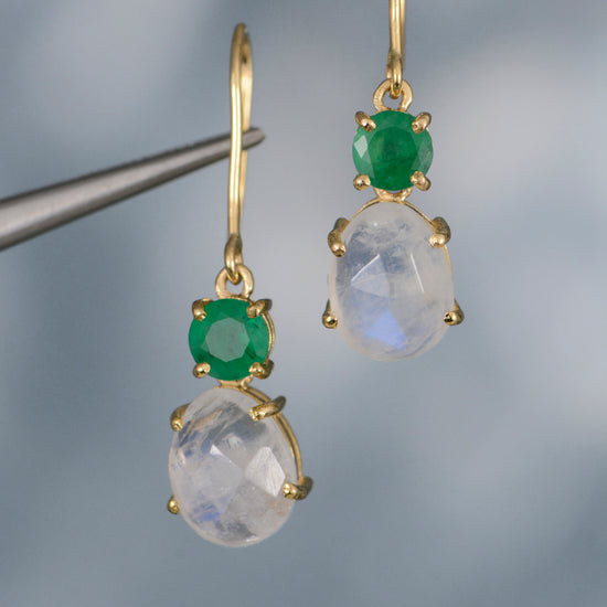 Emerald & Moonstone Earrings