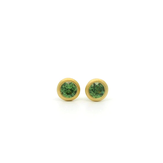 Green Sapphire Stud Earrings