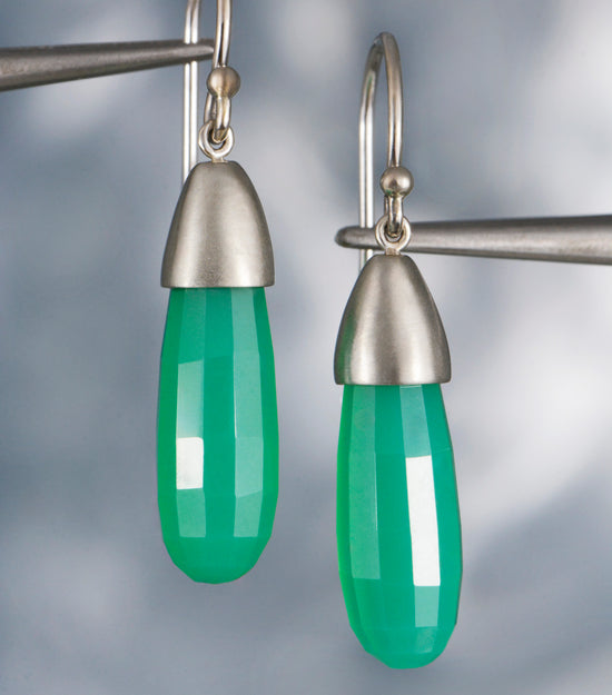 Green Chalcedony Drop Earrings