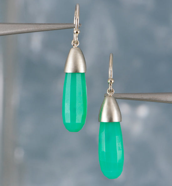 Green Chalcedony Drop Earrings