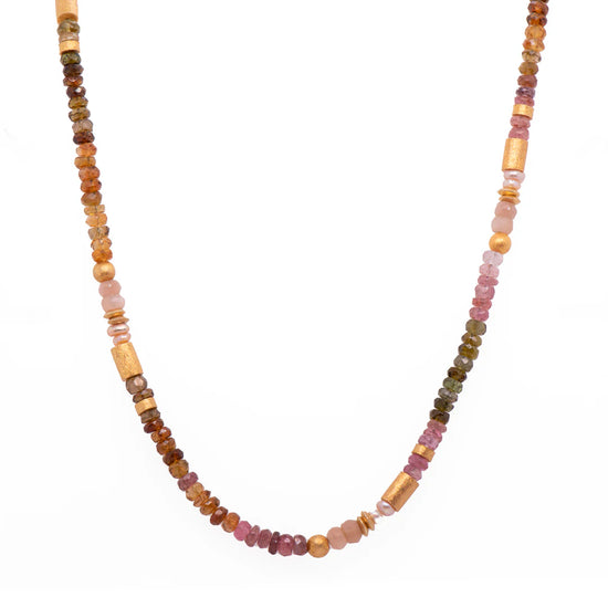 Tourmaline, Rainbow Moonstone and Pearl Necklace