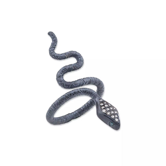 Silver Snake Ring with Diamonds