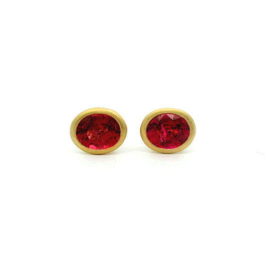 Red Spinel Stud Earrings