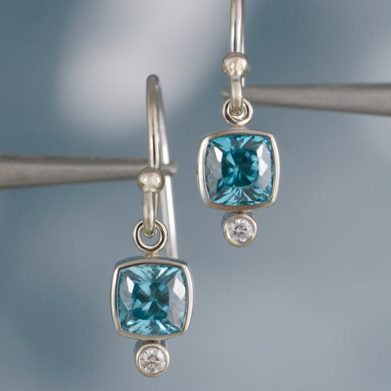 Blue Zircon Drop Earrings