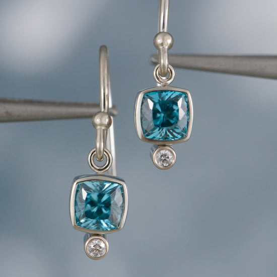 Blue Zircon Drop Earrings