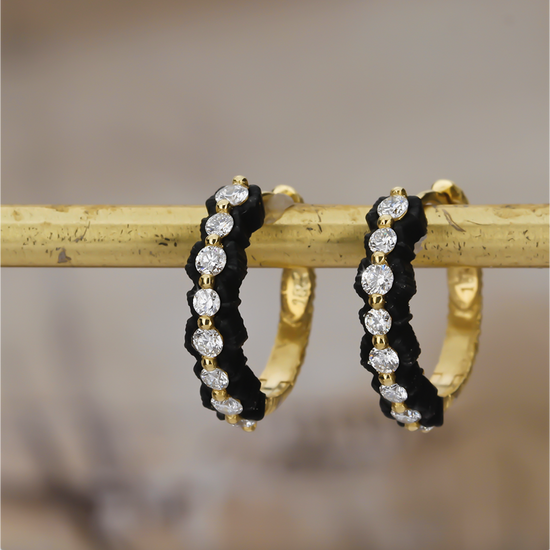 Scallop Diamond Hoops