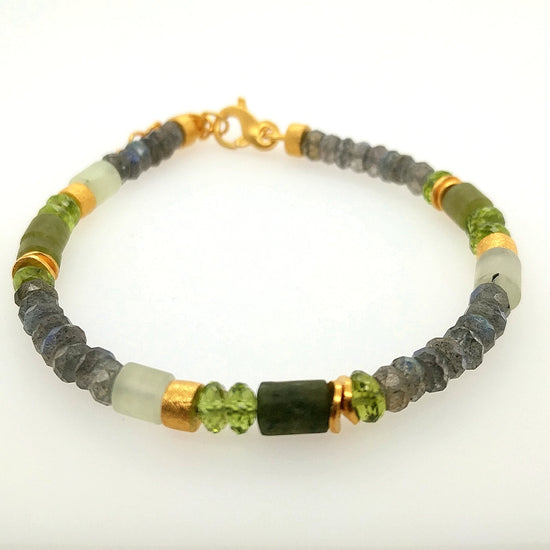 5mm Peridot, Labradorite, & Prehnite Bracelet