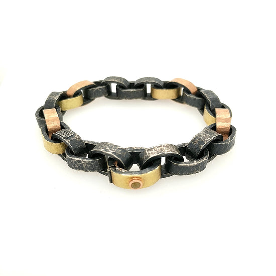 Sterling and Yellow & Rose Gold Bracelet