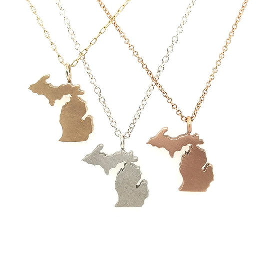 Gold Michigan Charm Pendants