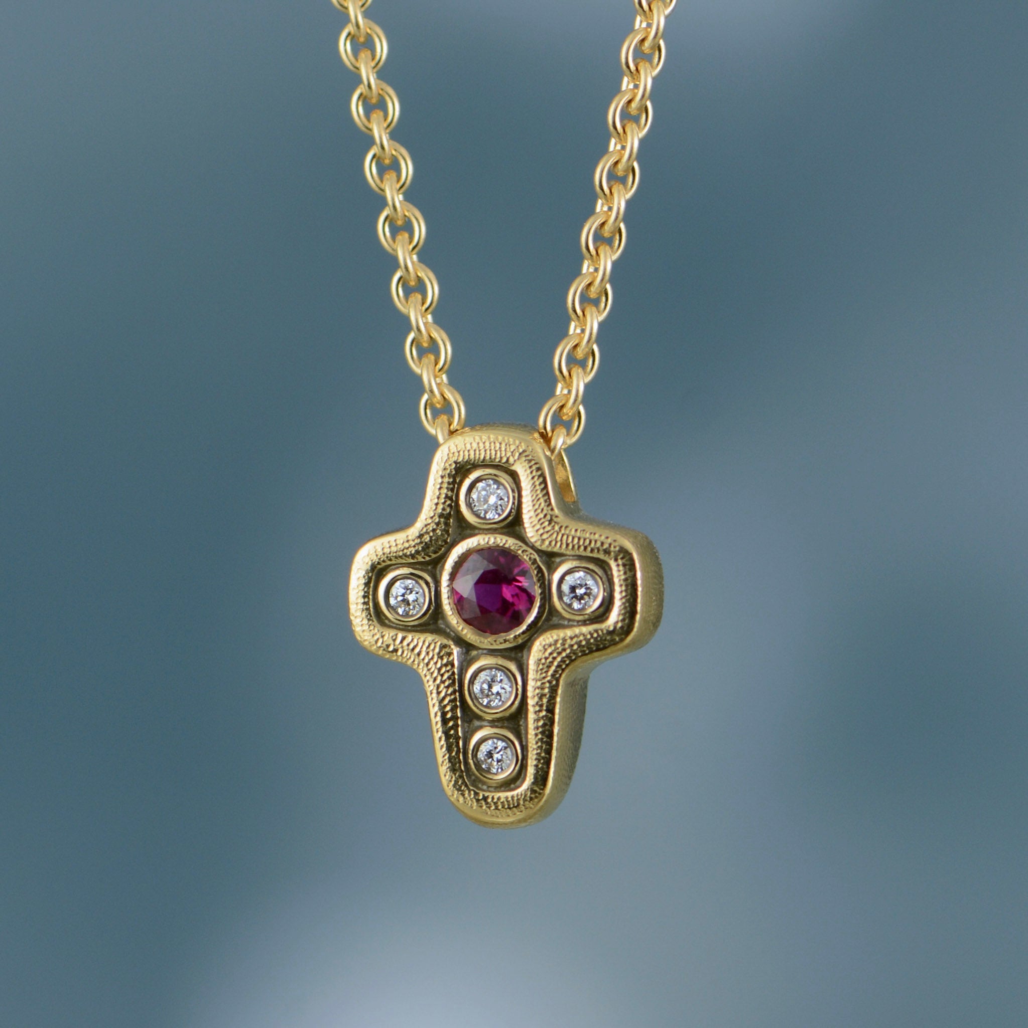 Ruby cross necklace on sale gold