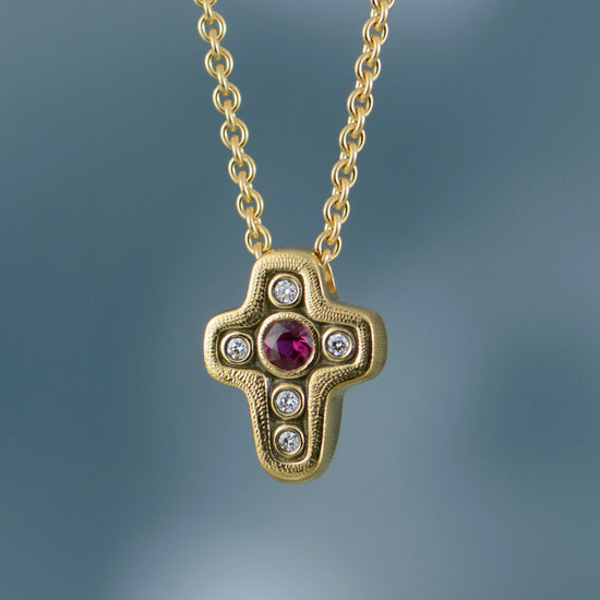 Ruby Cross Pendant