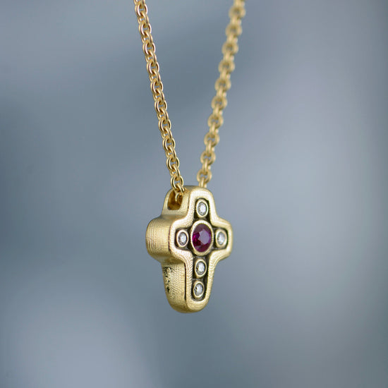 Ruby Cross Pendant