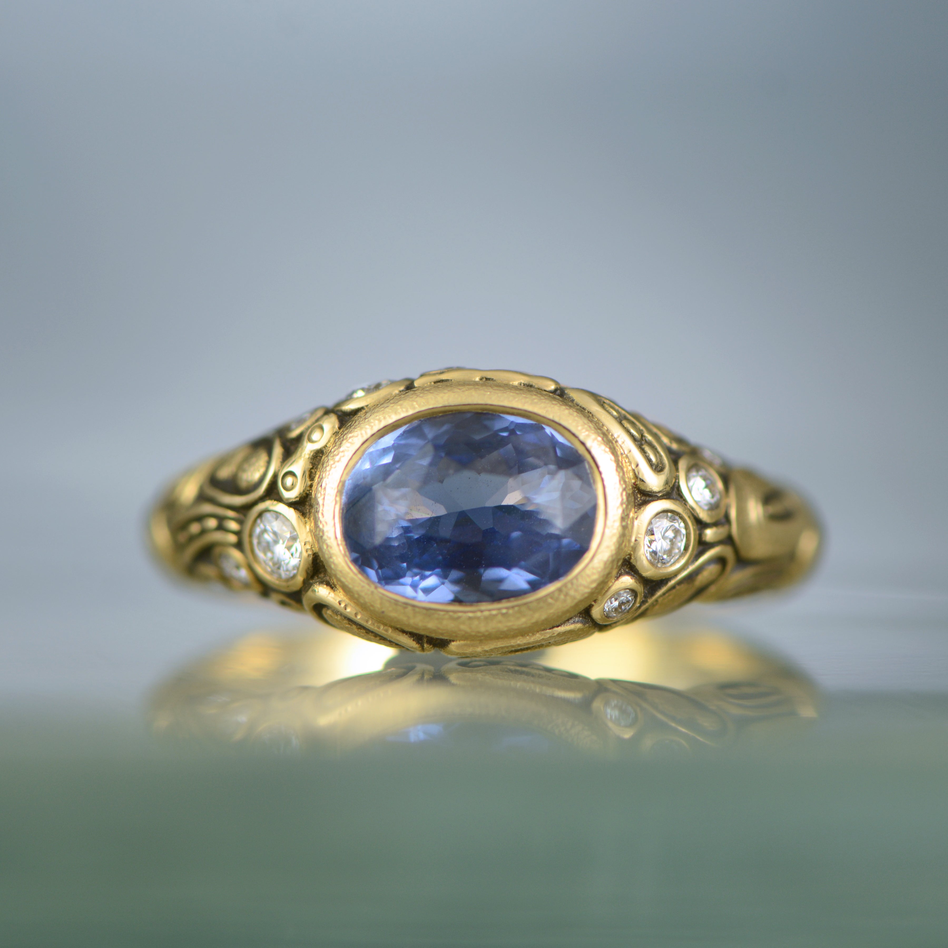 Yellow and clearance blue sapphire ring