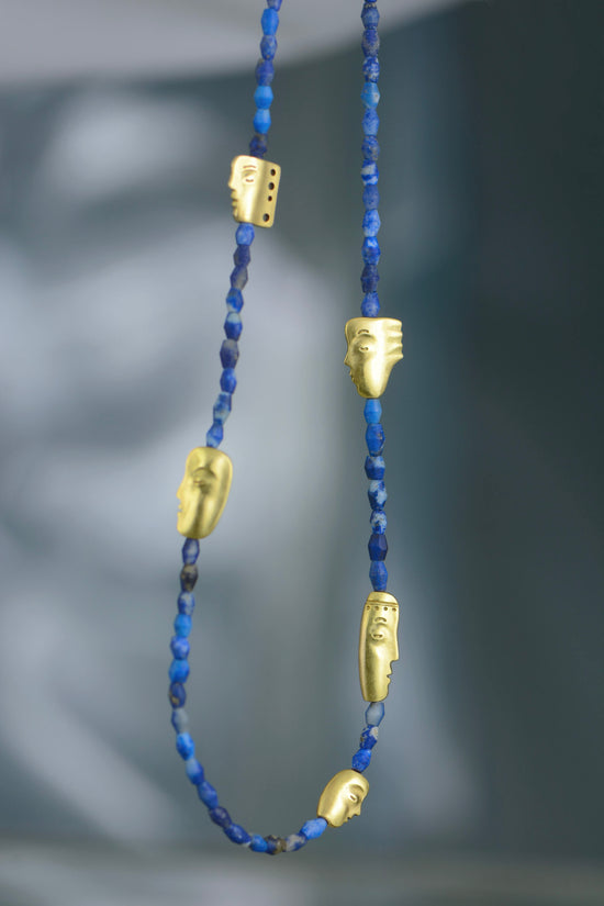 Lapis Bead Necklace with gold beads