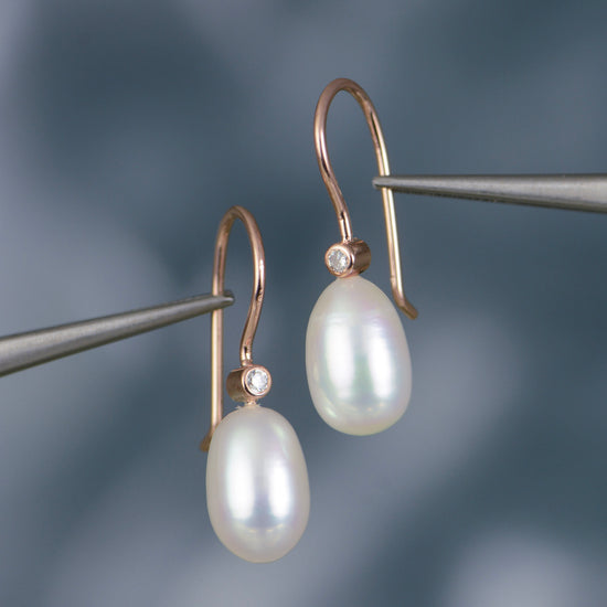 Rose Gold Pearl Earrings