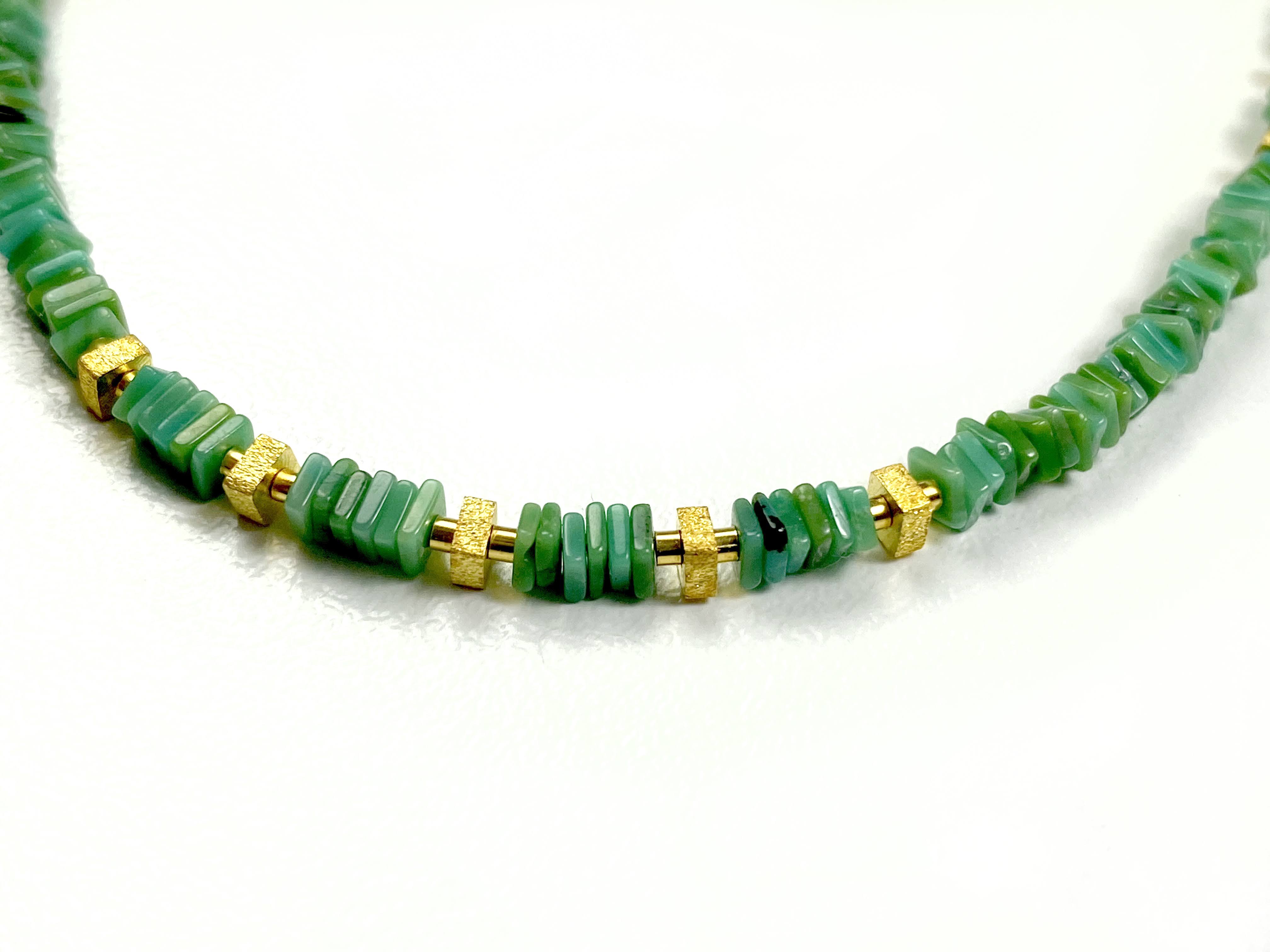Vintage Brown Heishi Mint Green Turquoise Necklace - Yourgreatfinds