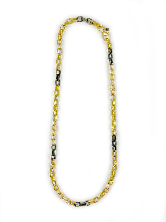 24K Gold & Sterling Chain Necklace