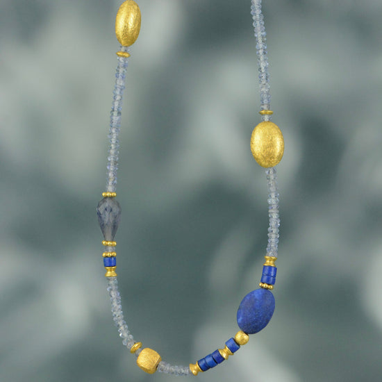 Tanzanite, Lapis, and Lolite Necklace