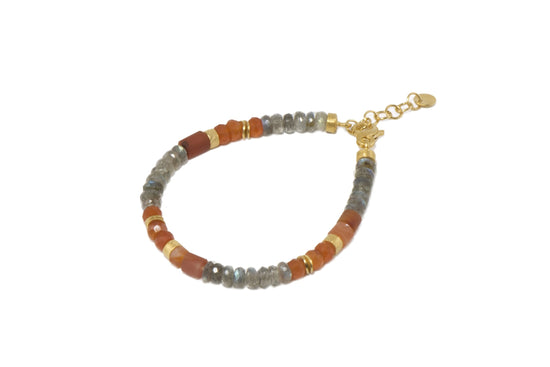 5mm Labradorite & Carnelian Bracelet