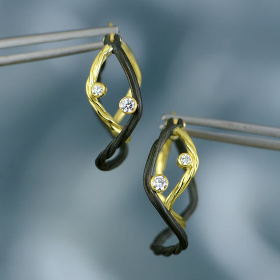 Clover Small Double Wire Diamond Hoop Earrings